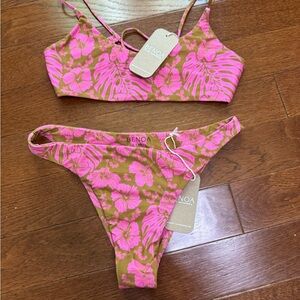 Benoa Swim 2025 Garden Pink and Brown Bikini Set Celma Bottom Babe Top XL